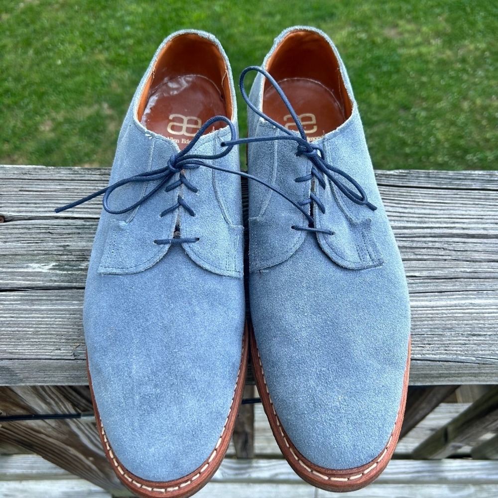 Allen Edmonds Cove Drive Oxford Shoes 12 Extra Wide Blue Suede Coastal Casual